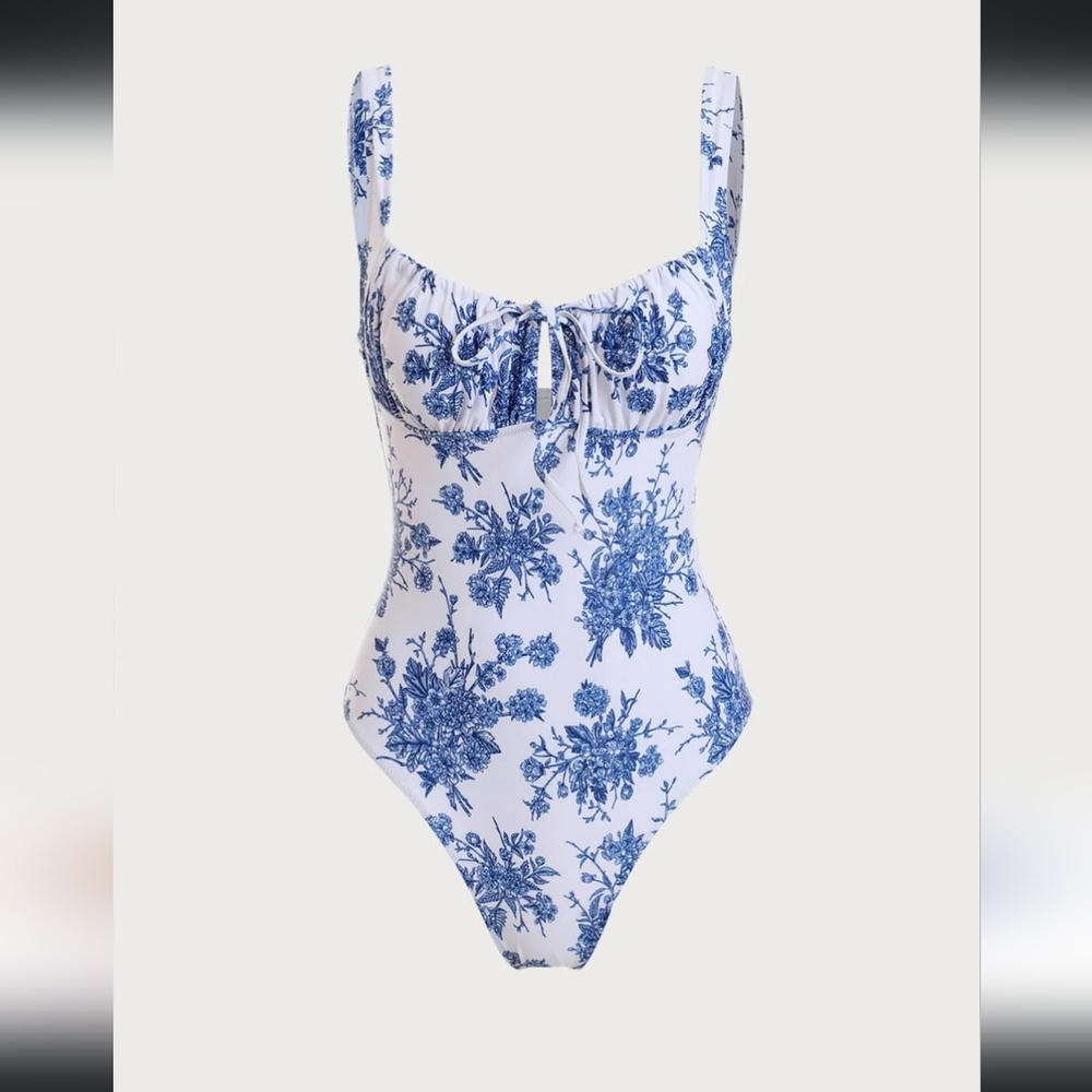 Berlook blue floral one piece, Medium